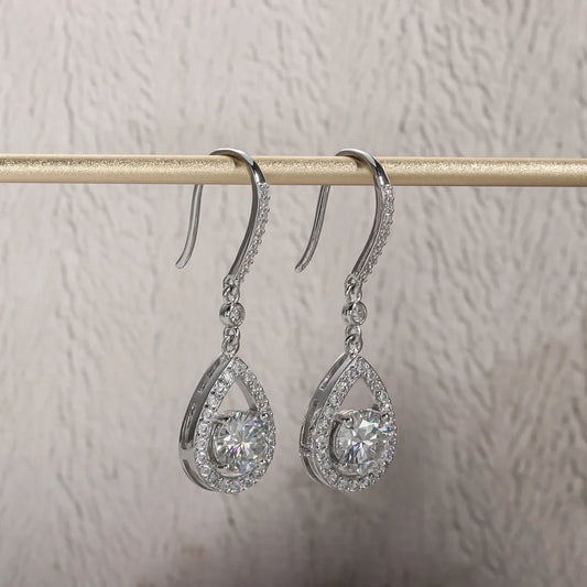 1ct D Color Moissanite Drop Teardrop Shape Earrings 925 Sterling Silve Hook Earrings for Woman Jewelry Gifts Wholesale