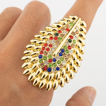 Trendy Colorful Jewelry Set for Women Zircon Collor Earrings and Necklace Large Gold Plated Bracelet Ring New Style Jewelry Gift