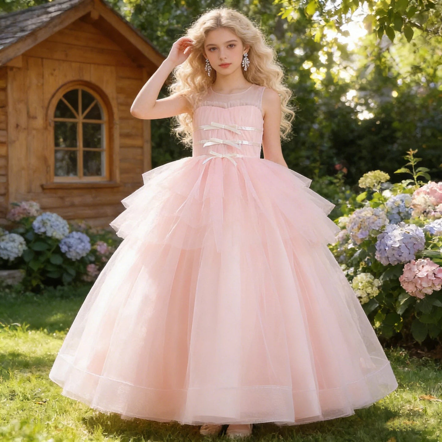 Vestidos de Festa de Daminha Batismo de Verão Meninas Elegante Tule Vestido de Noiva Formatura Menina Laço Princesa Vestido de Aniversário Fantasia de Natal