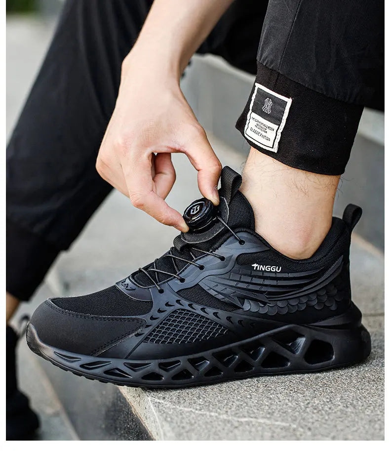 Men's Summer Mesh Labor Protection Shoes Anti-Smashing Wear-Resistant Outdoor Construction Site Protection Work Shoes Anti-Pierc