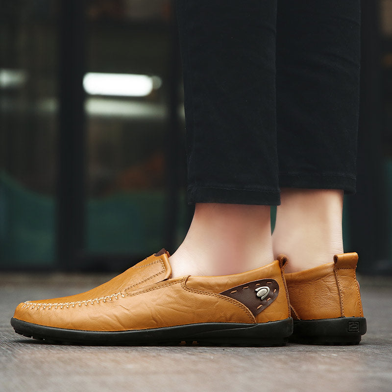 Men Shoes Casual Luxury Brand Genuine Leather Italian Men Loafers Moccasins Slip on Mens Driving Shoes Black Brown Plus Size 47