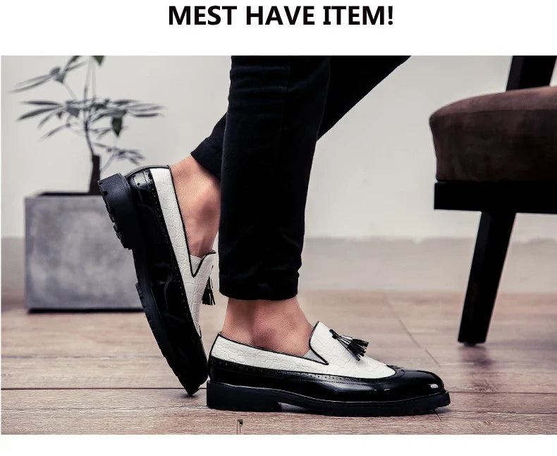 High Quality Casual Business Leather Shoes Men Formal Men's Dress Shoes Classic Tassels Retro Office Social Leather Loafers Male