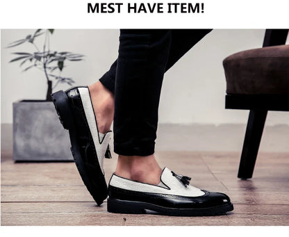 High Quality Casual Business Leather Shoes Men Formal Men's Dress Shoes Classic Tassels Retro Office Social Leather Loafers Male