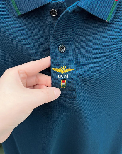 100% pure cotton long sleeved men's polo shirt autumn luxury brand custom embroidery design fashionable golf top casual T-shirt