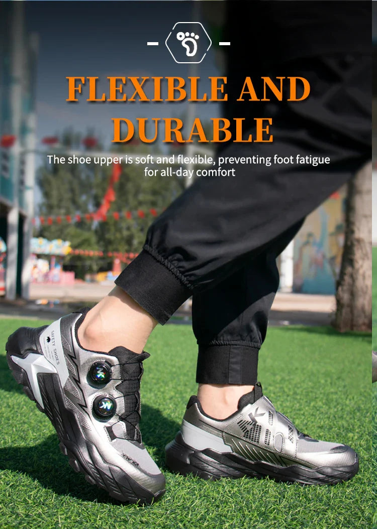 New Four-Season Safety Work Shoes, Steel Toe Anti-Smash & Anti-Penetration, Quick-Turn Buckle, Tech-Style Lightweight Wear-Resis