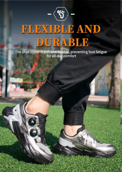 New Four-Season Safety Work Shoes, Steel Toe Anti-Smash & Anti-Penetration, Quick-Turn Buckle, Tech-Style Lightweight Wear-Resis