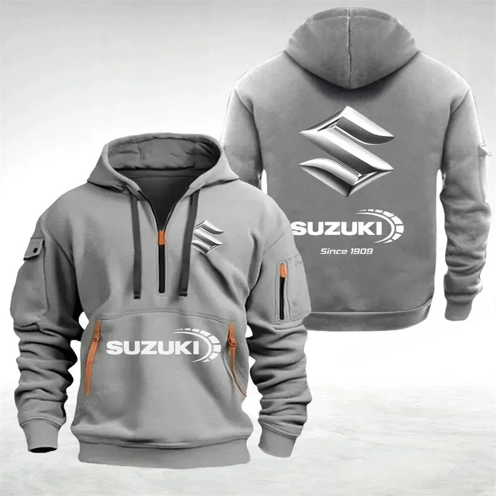 Men sweatshirts, hoodies, half-pocket autumn and winter outdoor sports jackets, racing and motorcycle men's and women's wear
