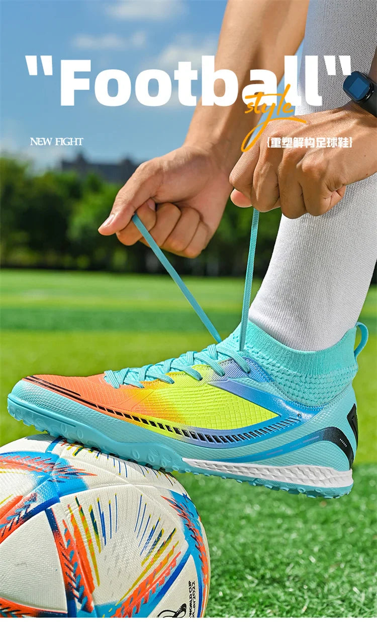 Mens Soccer Shoes TF/FG High Ankle Football Boots Kids Women Outdoor Sports Shoes Multicolor Training Match Athletic Sneakers