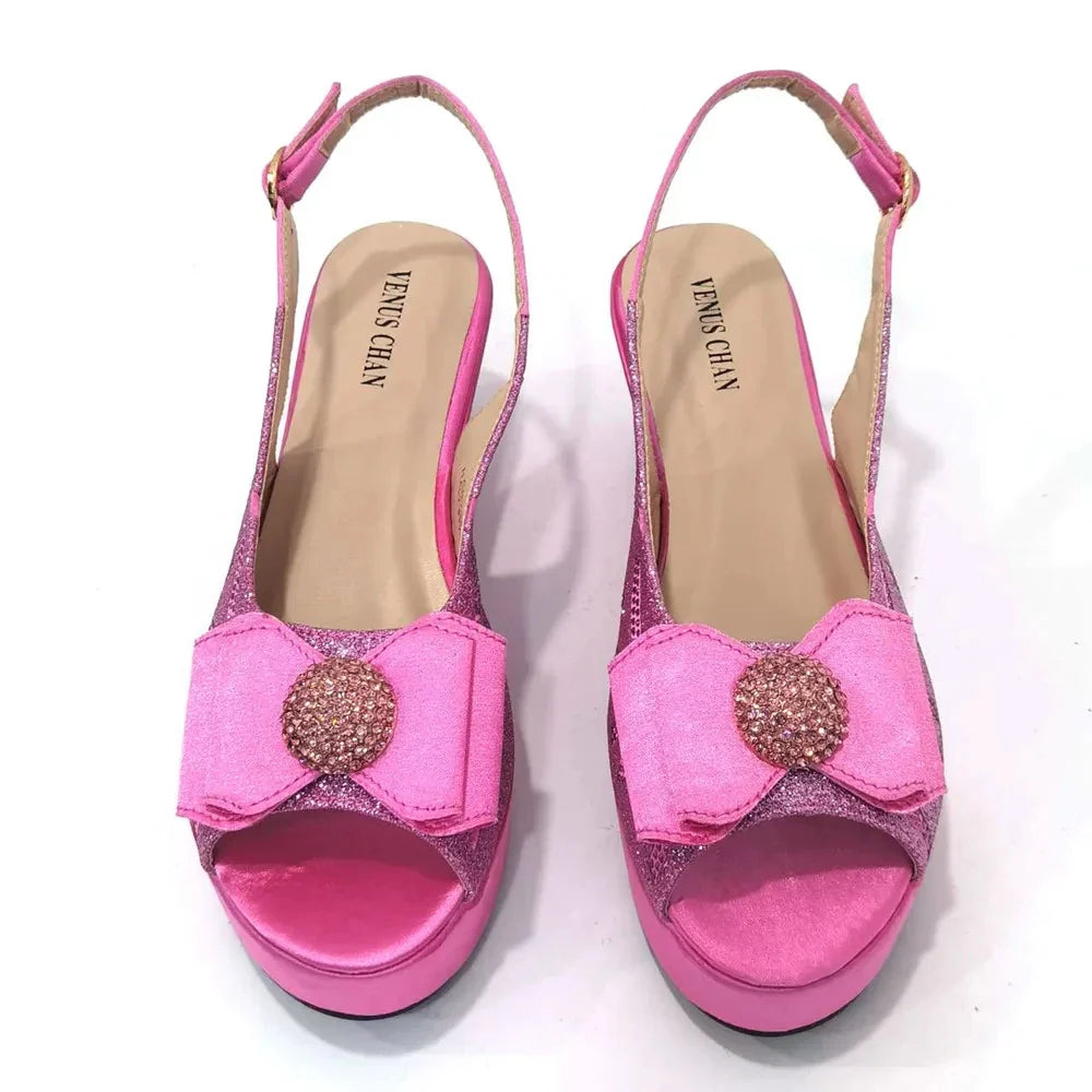 Specially Designed Black African Women's Round Toe High Heels Suitable for Wedding Party