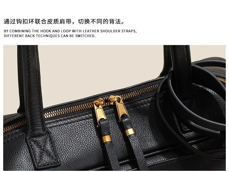 High version genuine leather pillow bag for women 2025 new all-match large capacity first layer cowhide bowling bag for women