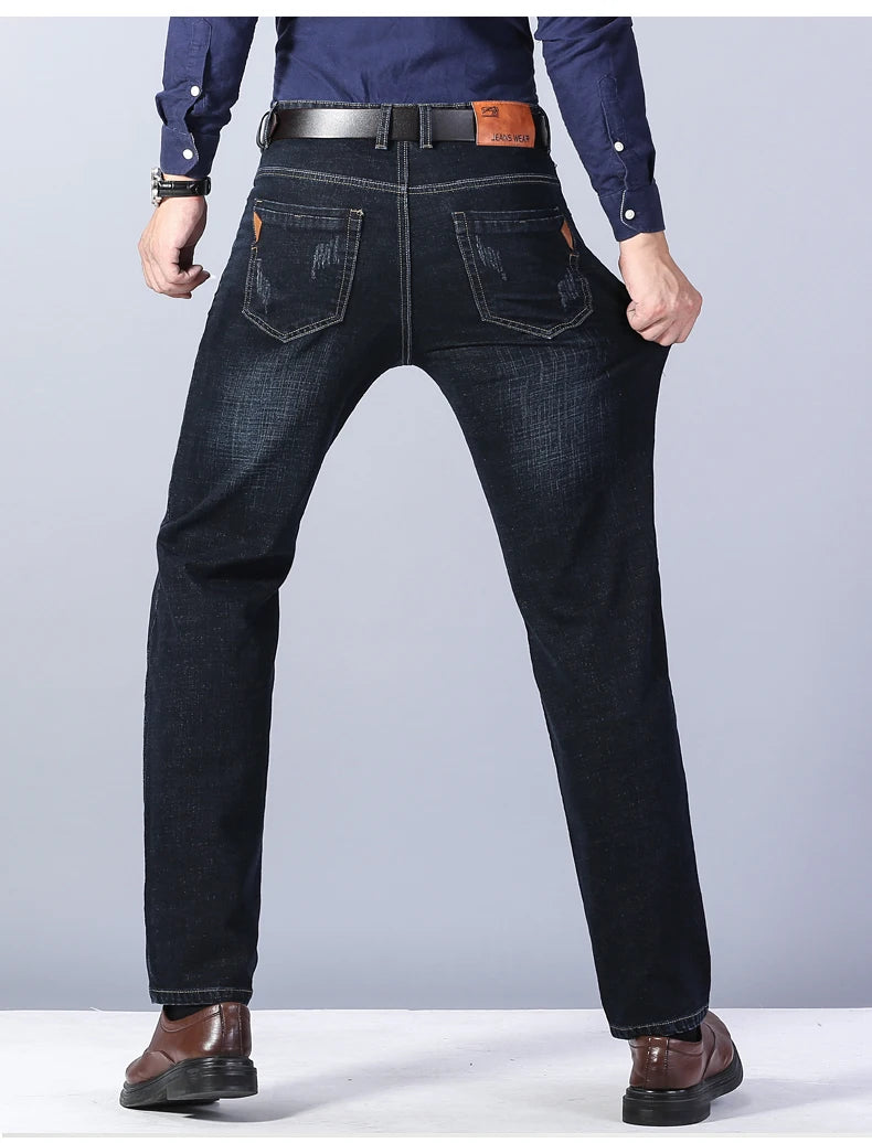 Men's Slim Fashion Denim High Quality Male Pants Elastic Black Blue Leisure Jeans Brand Clothing