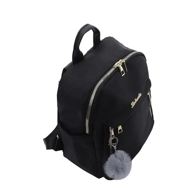 Simple Large Capacity Black Travel Backpack Women's Harajuku Style Student Backpack Unisex High Street Style Backpack