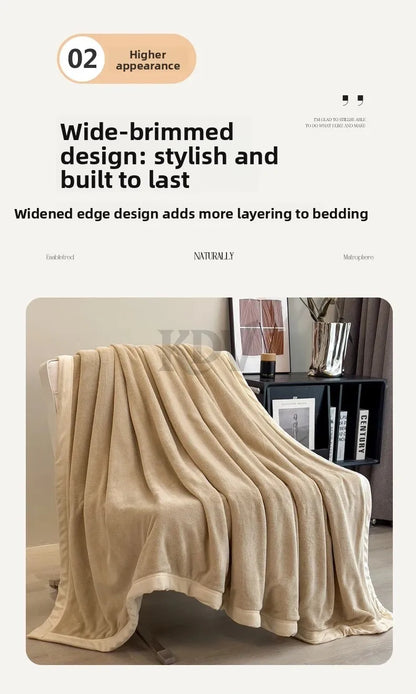 Double Layer Solid Color Milk Velvet Blanket Autumn Winter Thicken Warm Plush Blanket for Bed Sofa Single Double Thick Bed Sheet