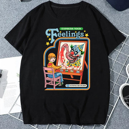 Let's Sacrifice Toby Horror Satanist Graphic Tops Unique Creative Cartoon Streetwear Unisex Scary Short-sleev Tee Ropa Hombre