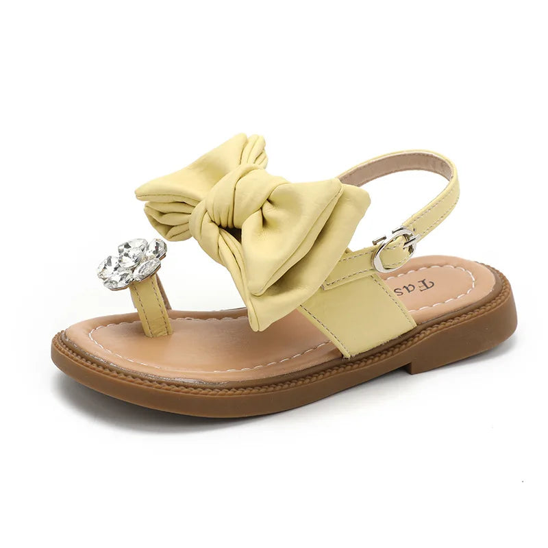 Sparkly Rhinestone Flip Flop for Girls Back Strape Children Slingbacks Shoes Nice Wedding Party Shoes with Large Bow-knot I05302