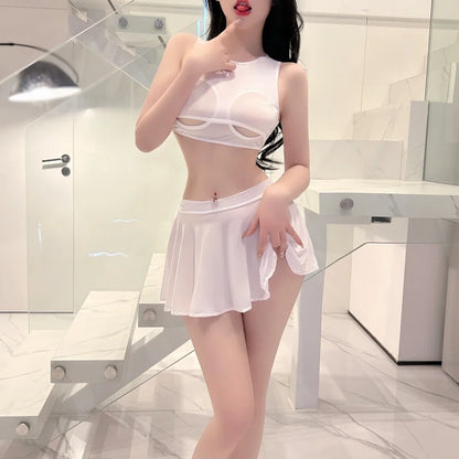 2026New Fashion Korean Japan Ultra thin Short Pleated skirt High Waist Sexy A Line silk Mini Skirts for Woman Spring Summer