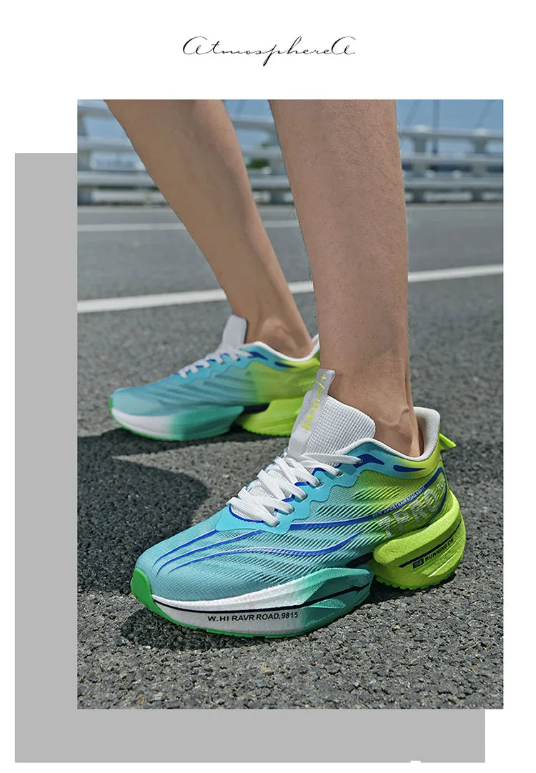 Men's Carbon Plate Sneakers Outdoor Soft Sole Mesh Sports Shoes Running Shoes Light Anti-Slip Casual Couple Tennis Shoes