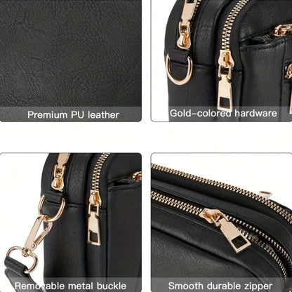 Retro fashion classic, women's multifunctional bag, zipper shoulder strap crossbody bag, small square bag, suitable for office w