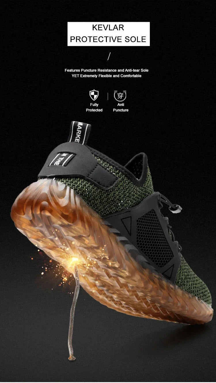 Summer Steel Toe Cap Safety Work Shoes for Men Anti Smashing Anti Puncture Hollow Out Light Breathable Sneaker Women Boots