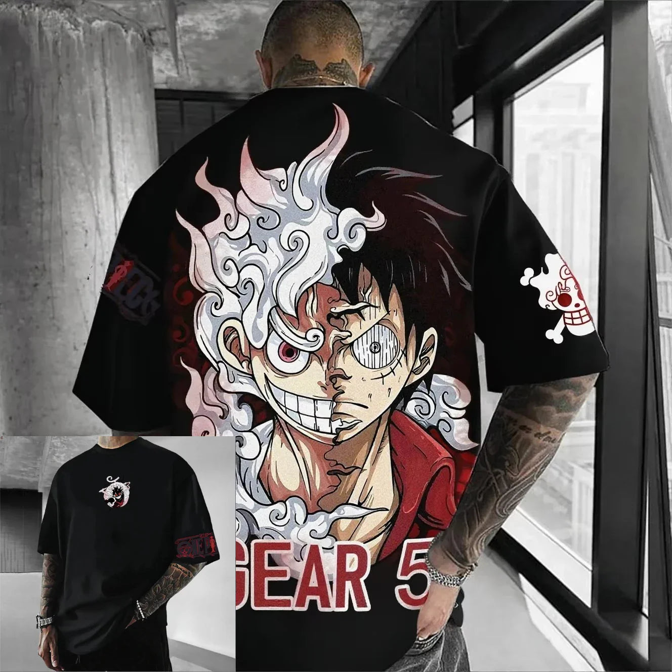 One Piece Luffy Men's T-Shirt Graphic Tee Anime Print Short Sleeve Tee Summer New Oversized Streetwear Anime Cosplay Y2k Clothes