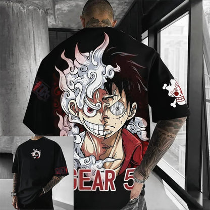 One Piece Luffy Men's T-Shirt Graphic Tee Anime Print Short Sleeve Tee Summer New Oversized Streetwear Anime Cosplay Y2k Clothes