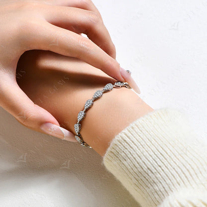 Luxury Moissanite Bracelet for Women Pear Shape Full D Color VVS1 Diamond S925 Silver White Gold Plated Wedding Jewelry
