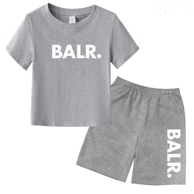 Kids T-shirt Summer Sunshine Brand Monogram Print Short Sleeve+Shorts 2P Boys Girls Toddler 3-12years Leisure Sports Jogging Set