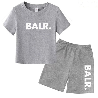 Kids T-shirt Summer Sunshine Brand Monogram Print Short Sleeve+Shorts 2P Boys Girls Toddler 3-12years Leisure Sports Jogging Set