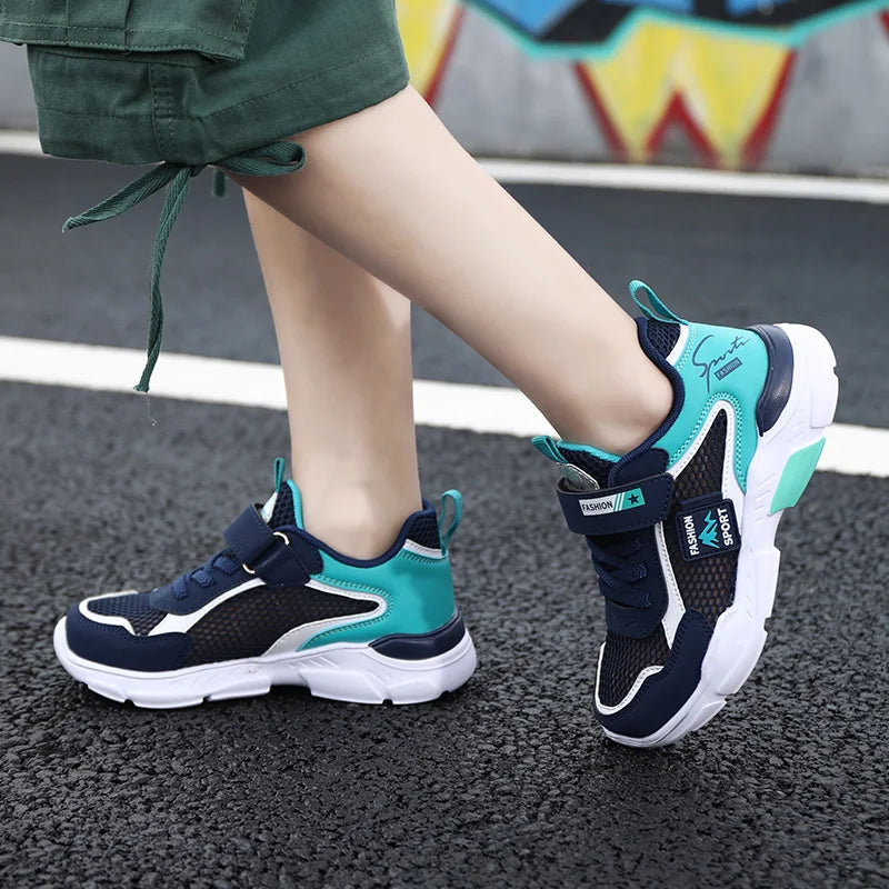 Kids Fashion Mesh Running Shoes Youngsters Teens Casual Walking Students Sneakers Breathable Soft Children Outdoor Sports Tennis