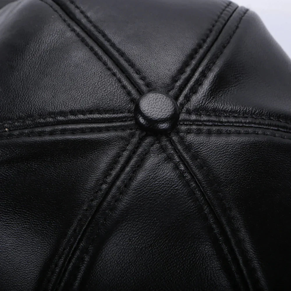 New 2026 Street Hip Hop Hat Leather Hat Fashion Adult Leather Hat Men's Warm Leather Baseball Cap Male Men Outdoor Windproof Hat