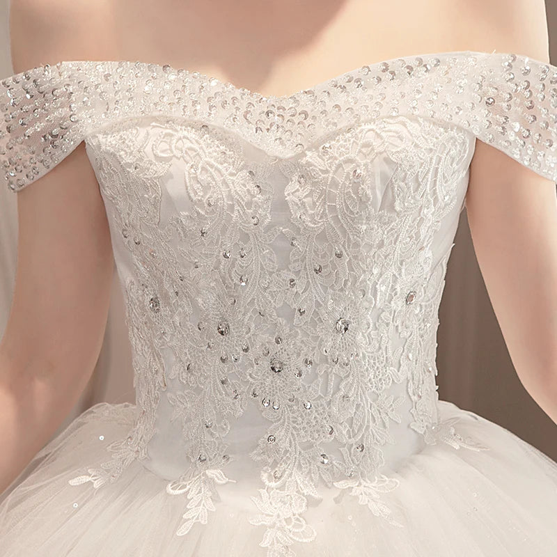 Wedding Dress Wholesale Lace up Embroidery Bride Marriage Dresses White Ball Gown Factory Christmas Carnival Plus Size