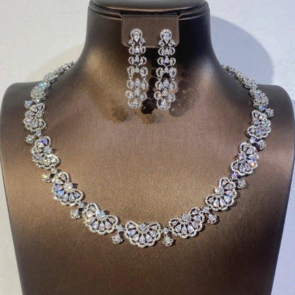 New Design Nigeria 2pcs Bridal Zirconia Jewelry Sets For Women Party ,Luxury Dubai   Wedding CZ Necklaces Accessory Girl Gift