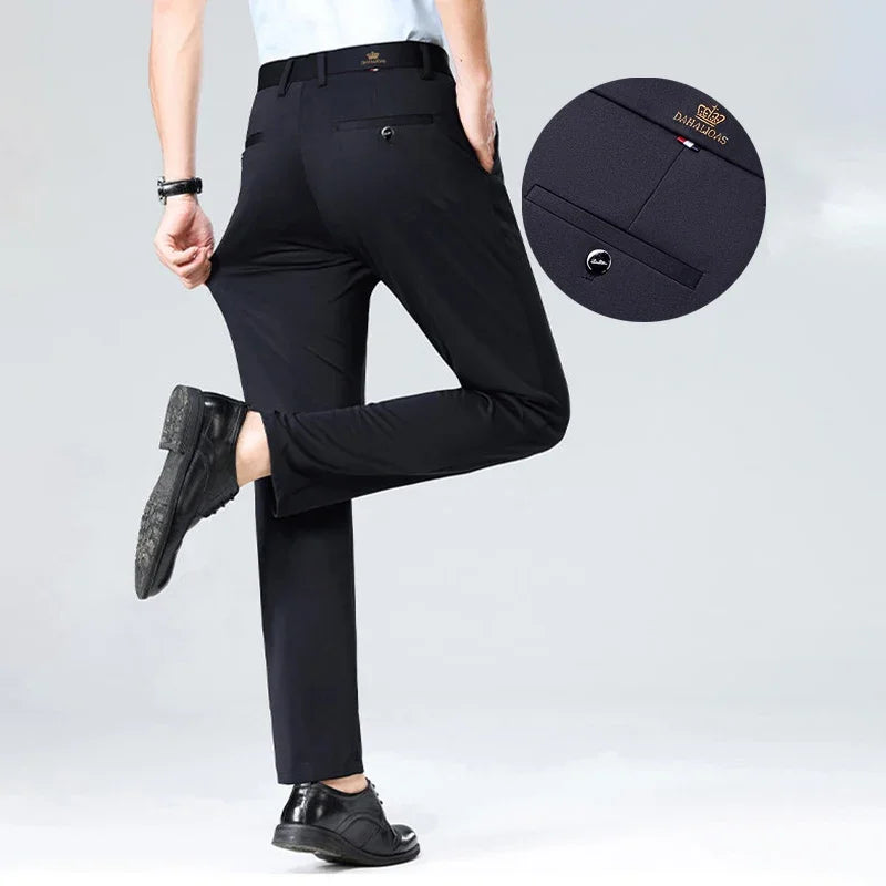 1-Pack Men's Professional Straight-Leg Stretch Formal Pants Non-Iron Comfortable Business Slacks Wrinkle-Resistant Loose Fit