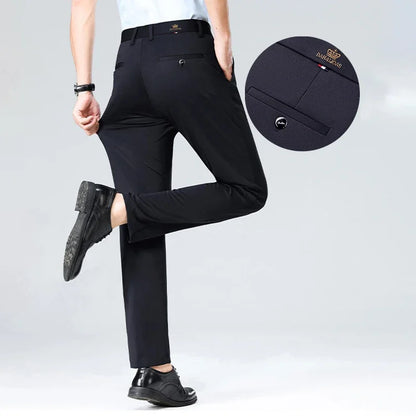 1-Pack Men's Professional Straight-Leg Stretch Formal Pants Non-Iron Comfortable Business Slacks Wrinkle-Resistant Loose Fit