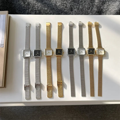 Brand Simple Quartz Watch for Women Retro Luxury Gift Ladies Watches Small Dial Adjustable Stainless Steel Strap Wristwatches