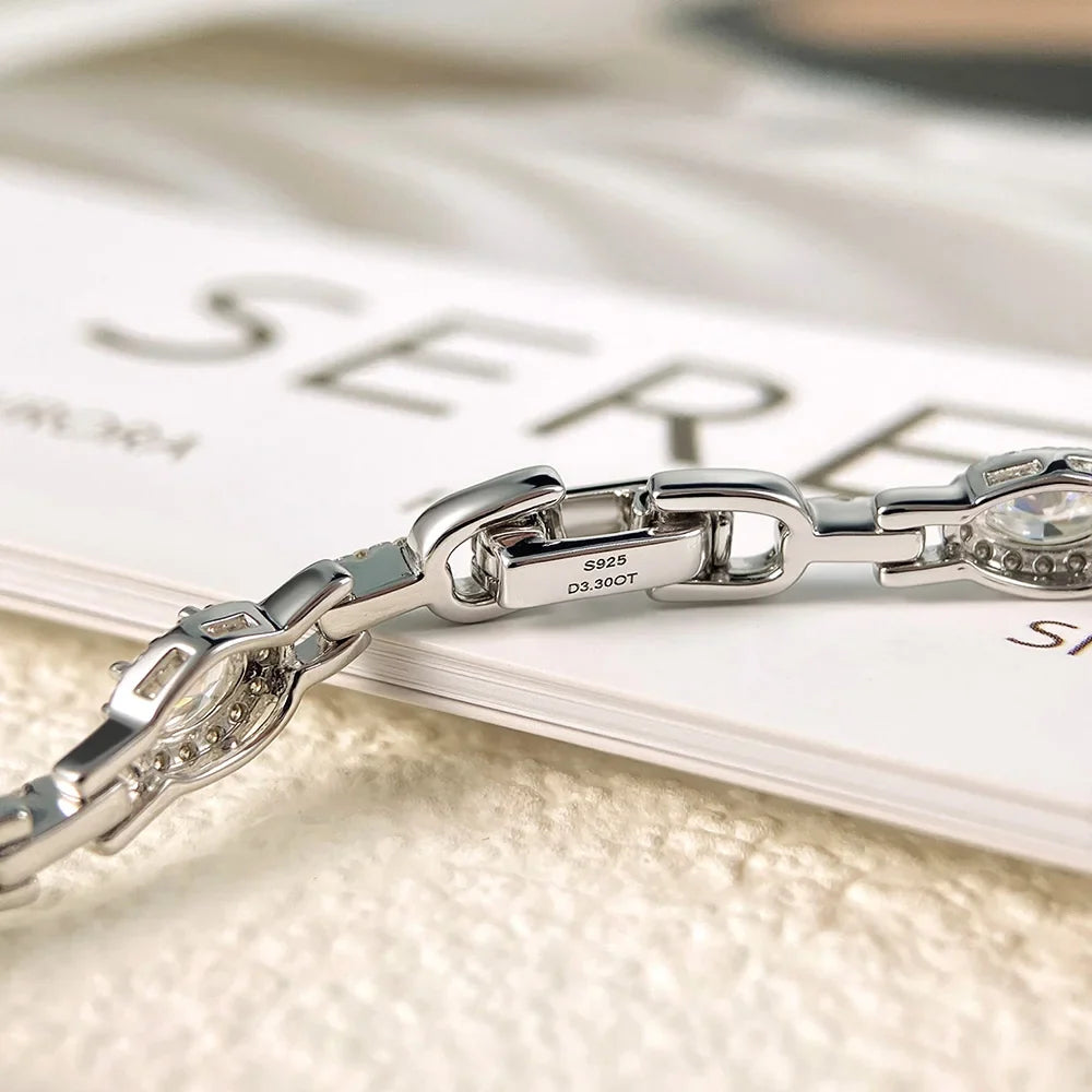 3x5mm Oval Cut Full Moissanite Tennis Bracelet Can Pass Diamond Test for Women S925 Silver luxury Sparkling Fine Jewelry