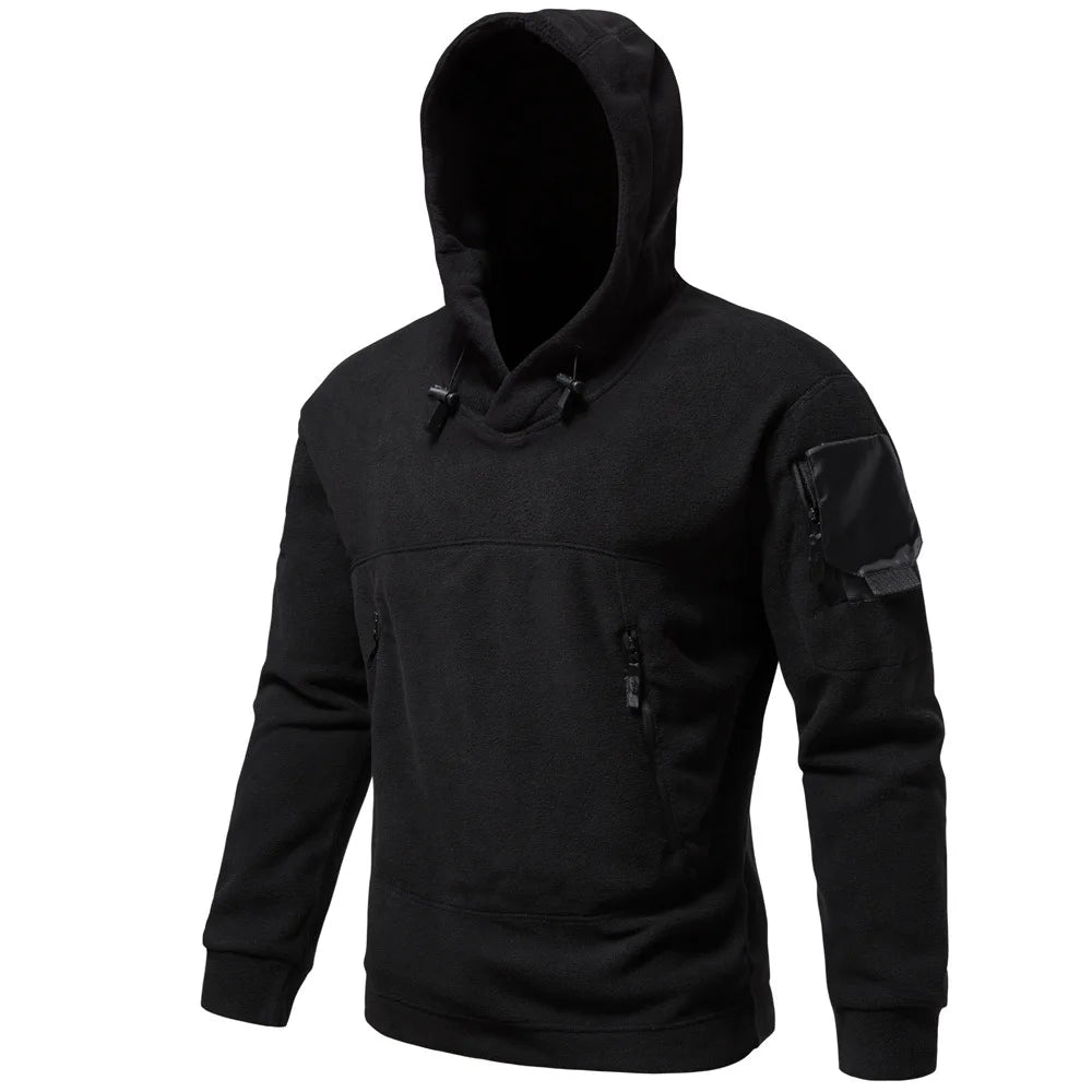 2024 Autumn Spring Fleece Hoodies Men Tactical Sweatshirts Outdoor Thermal Multi-pocket Polar Pullovers Hoodies Man Clothing