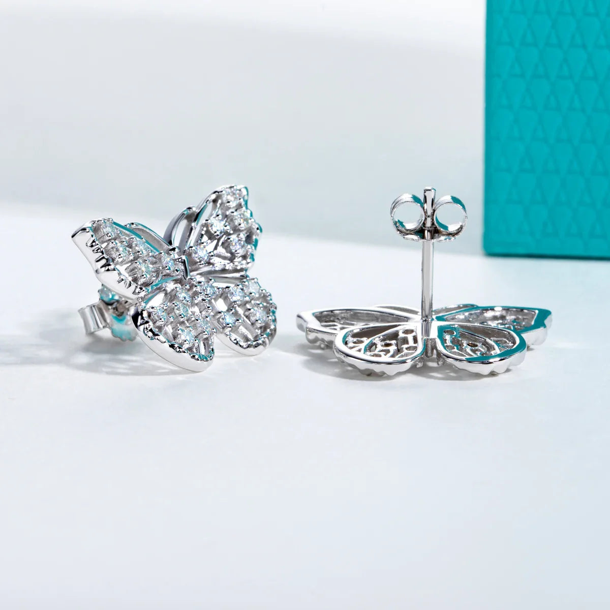 D Color 1.6mm Moissanite Butterfly Stud Earring 925 Sterling Silver 18K Plated Jewelry for Women Birthday Gifts