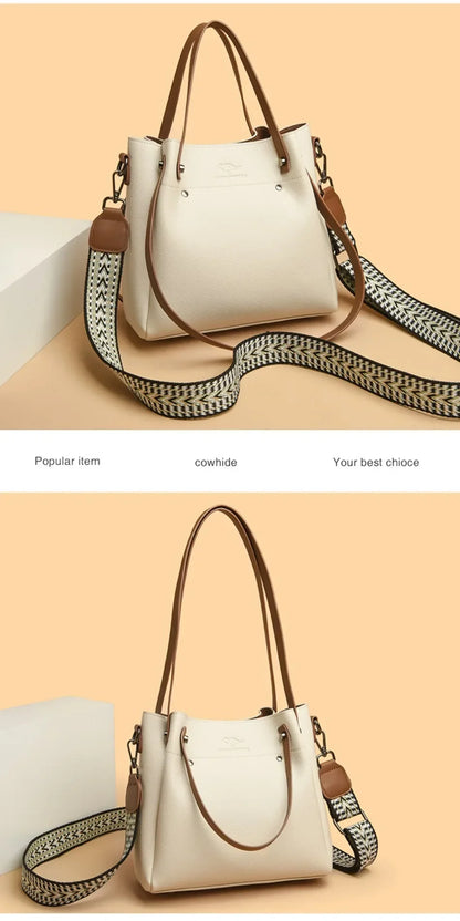 Genuine High Quality Leather Shoulder Crossbody Bags for Women Luxury Handbags Women Bag Large Capacity Soft Tote Messenger Bag