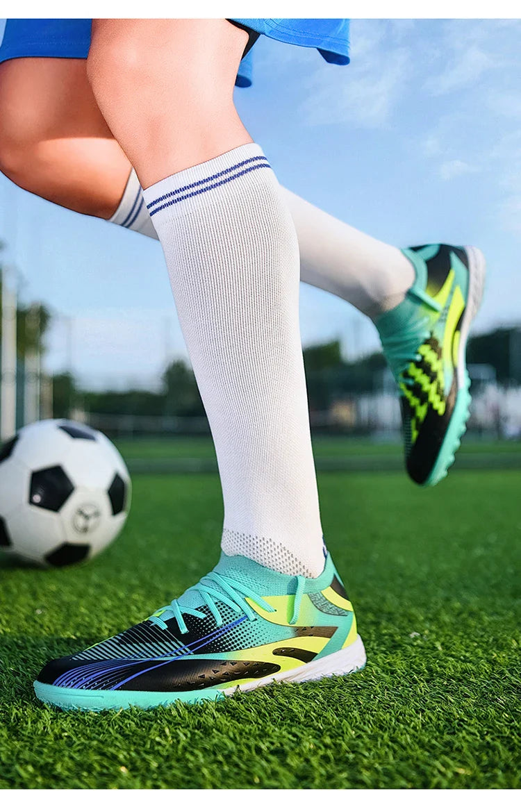Professional Long Spikes Football Field Cleats Men Women Trend Pink Soccer Shoes Society Man Trainers Futsal Sneakers Size 33-46