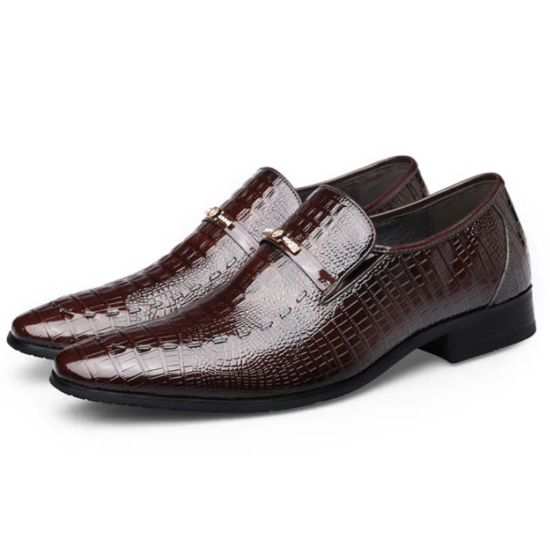 Classic Dress Shoes for Men Leather Shoes PU Crocodile Business Casual Formal Sneakers Plus Size Office Wedding Party Oxfords