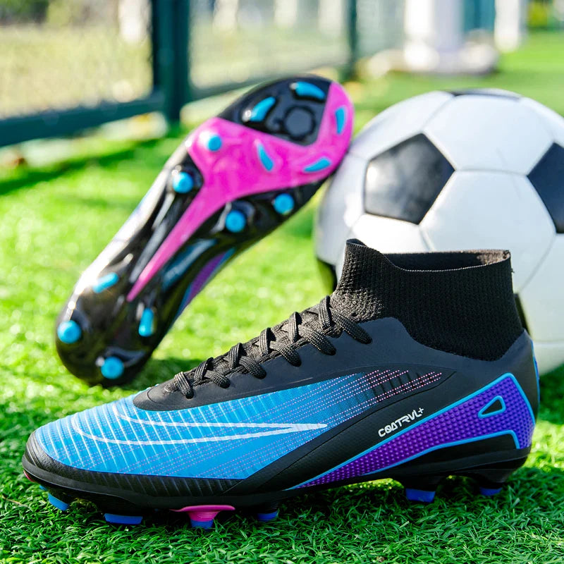 Men Professional Soccer Shoes Outdoor High-Top Sports Football Boots Long Spikes Artificial Grass Training Non Slip Sneakers