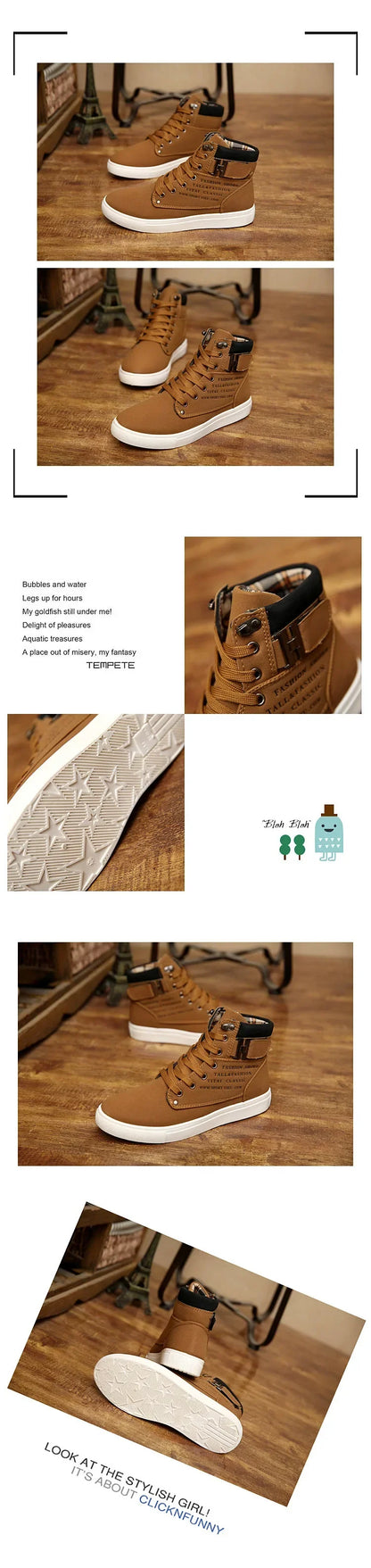Men's Boots  New Korean Version Men's Shoes High Top Skateboard Shoes Retro Platform Casual Lace Up Men Fashion Boots 2025