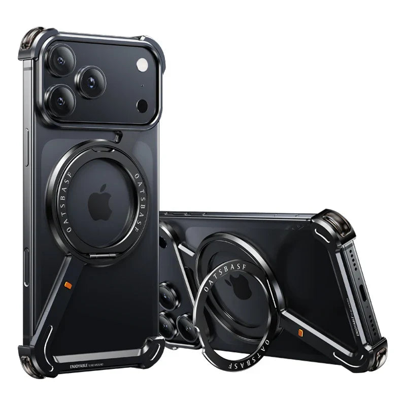 Phone Case for iPhone 17 Pro/Pro Max/17/Air with 360° Rotatable Stand Metal Frameless Magsafe Protective Shockproof