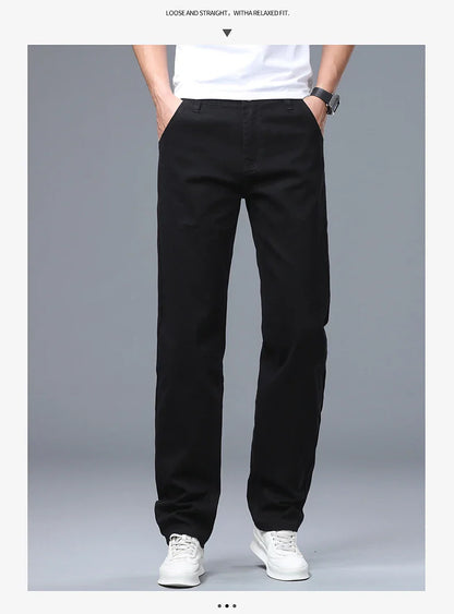 Men's Straight Leg Jeans Slim Fit Stretch Comfort Denim Pants Korean Casual Fashion Minimalist Business Male Daily Trousers