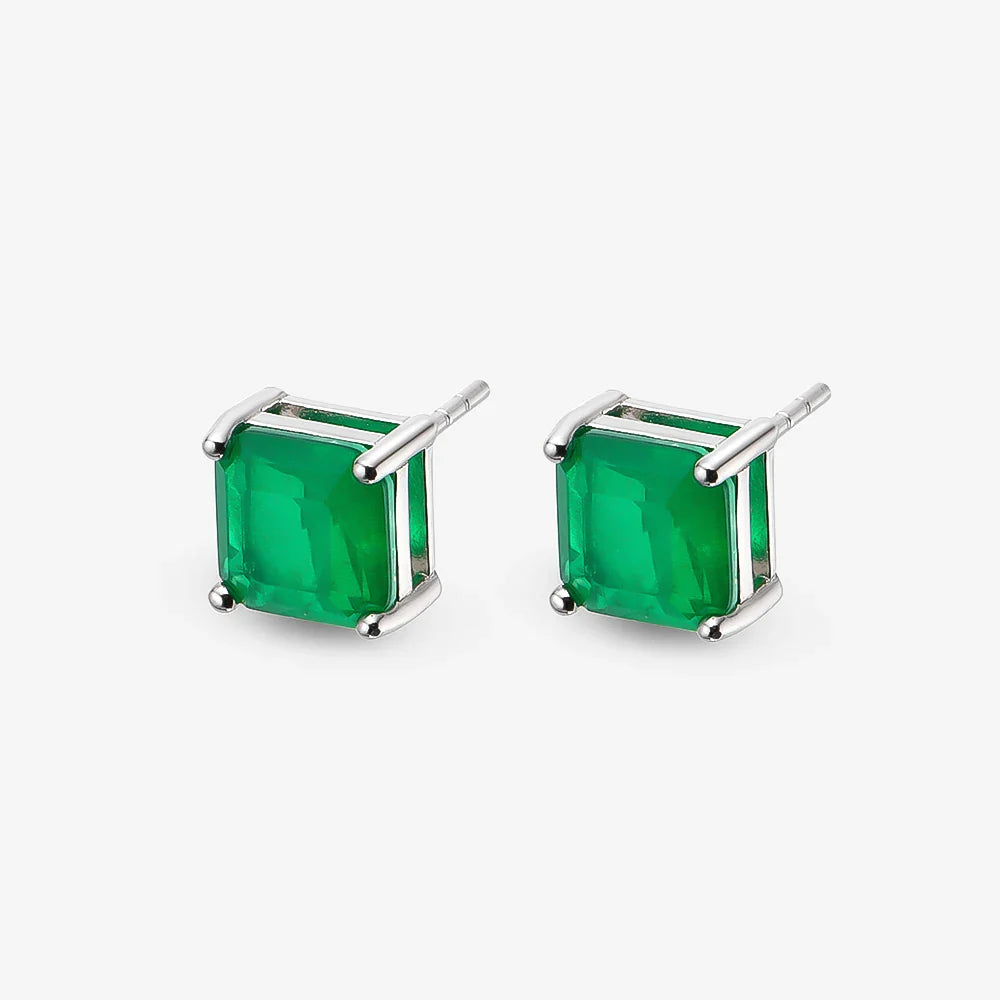 7*7mm emerald Stud Earrings for Women S925 Sterling Silver Lab Paraiba Tourmaline Gemstone Wedding Earrings Fine jewelry
