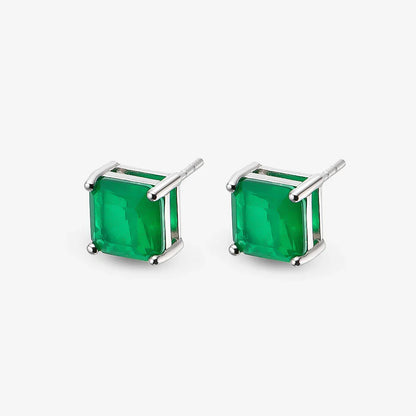 7*7mm emerald Stud Earrings for Women S925 Sterling Silver Lab Paraiba Tourmaline Gemstone Wedding Earrings Fine jewelry