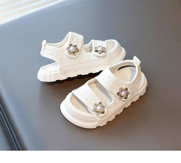 2025 Summer New Children Sandals Girls Elegant Princess Style Sandals Baby Anti-kick Foot Protection Sandals