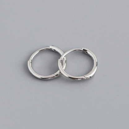 925 Sterling Silver Minimalist Glossy Circle Hoop Earrings for Women Fashion Simple Ear Bone Piercing Jewelry Accessories