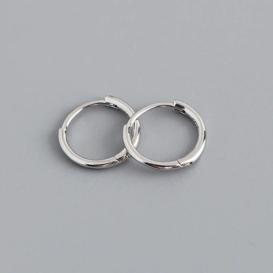 925 Sterling Silver Minimalist Glossy Circle Hoop Earrings for Women Fashion Simple Ear Bone Piercing Jewelry Accessories